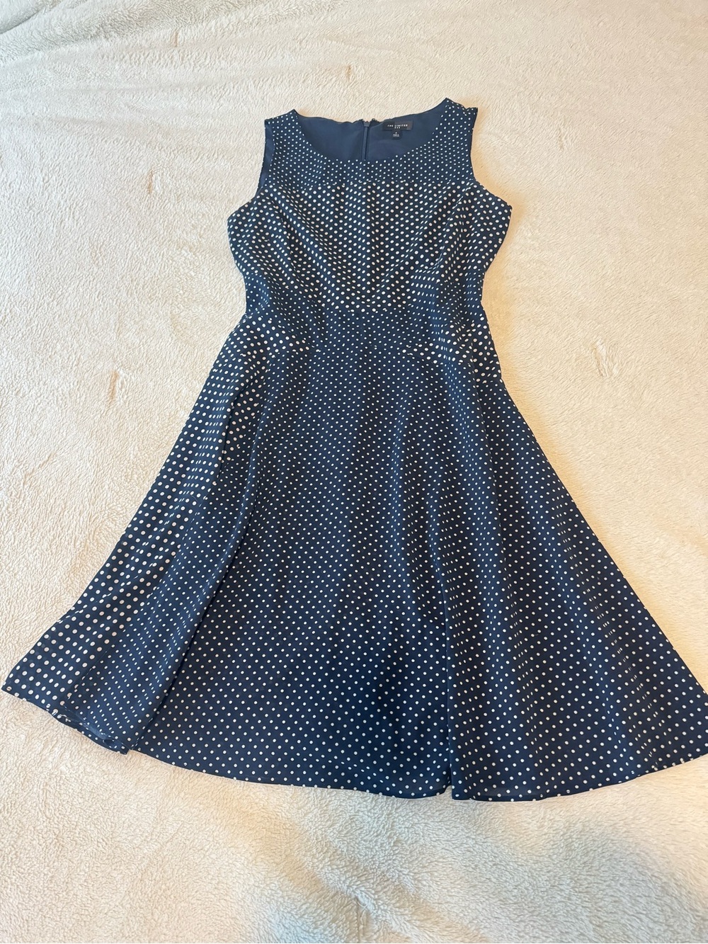 The Limited Navy and White Polka Dot Midi Dress